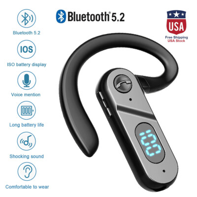 Bluetooth 5.2 Handsfree Single Earphone Sport Headset For iPhone Samsung*Android