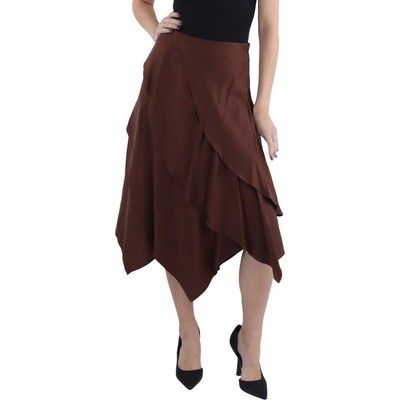 BCBGMAXAZRIA Женская многослойная дневная асимметричная юбка до середины икры BHFO 9065