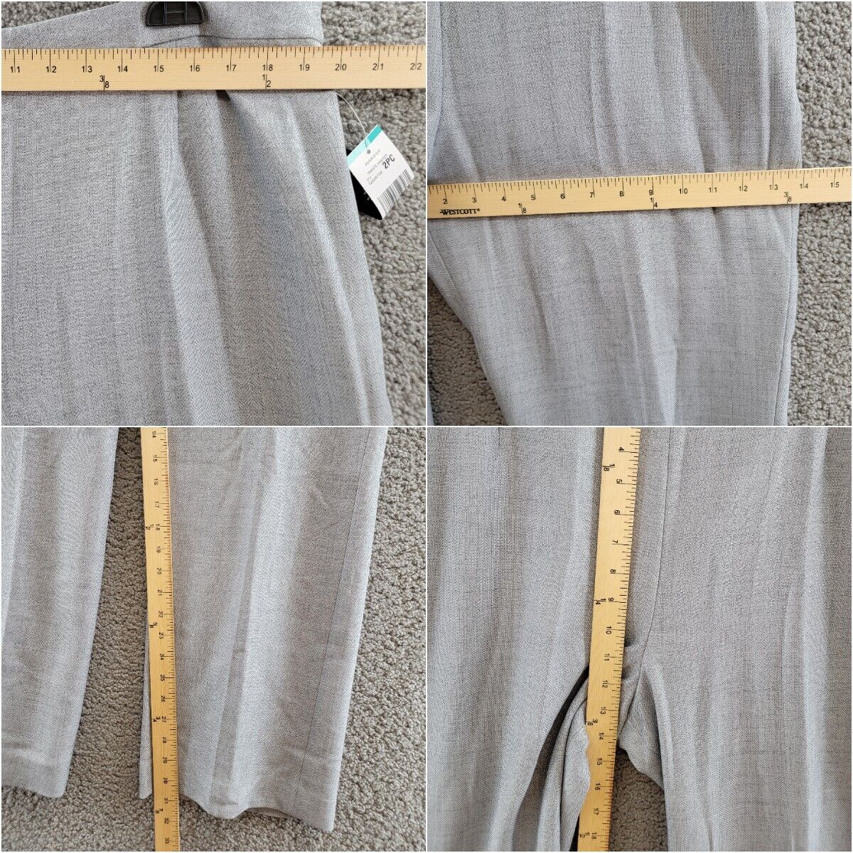 Le Suit Notch-Collar Pantsuit Women's 16 Granite Heather Button Zip Closure L/S - Picture 21 of 24