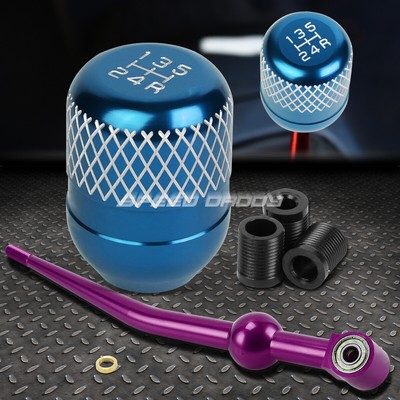 КОРОТКИЙ ПЕРЕКЛЮЧАТЕЛЬ ПЕРЕДАЧ ИЗ ФИОЛЕТОВОГО АЛЮМИНИЯ С ОДНИМ ИЗГИБОМ + ГОЛУБАЯ 5-СТУПЕНЧАТАЯ РУЧКА С СЕТКОЙ ДЛЯ EK/ EJ / EG