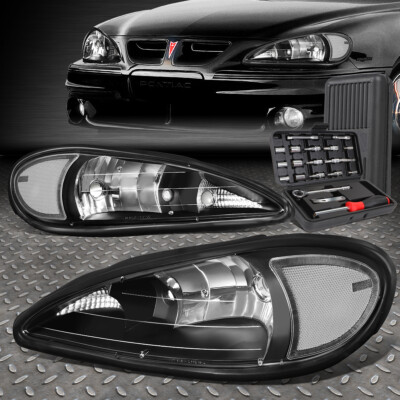 ДЛЯ 99-05 PONTIAC GRAND AM ЧЕРНЫЙ КОРПУС, ПРОЗРАЧНЫЕ УГЛОВЫЕ ФАРЫ + НАБОР ИНСТРУМЕНТОВ