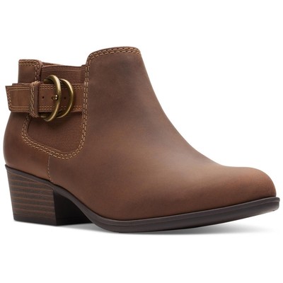 Clarks Womens Adreena Field Tan Leather Booties Shoes 7.5 Wide (C,D,W) BHFO 3054