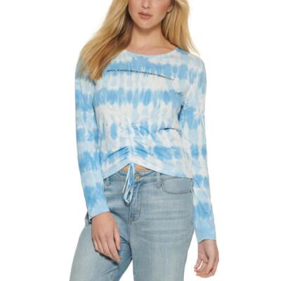 

Повседневная укороченная рубашка с логотипом DKNY Jeans Womens Top BHFO 1825, All aboard blue