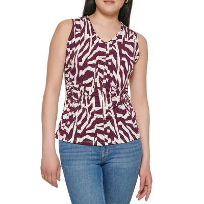 

Calvin Klein Женская майка с принтом и рюшами BHFO 6054, Aubergine multi