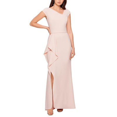 

Женское розовое асимметричное вечернее платье с рюшами Betsy - Adam  BHFO 1357, Blush