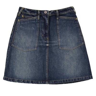 Pre-owned Kenzo Dark Stone Blue Denim Flared Mini Skirt In Multicolor