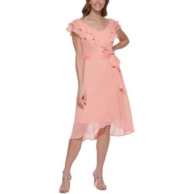 

Женское шифоновое свадебное платье DKNY с оборками и пышной юбкой BHFO 0991, Salmon