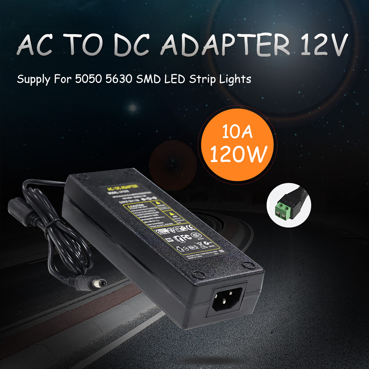 12v 10a 120w Power Supply For 5050 5630 Smd Led Strip Lights