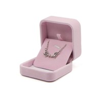 BLACK/PINK VELVET JEWELLERY BOX RING NECKLACE EARRINGS BRACELET GIFT BOX NEW