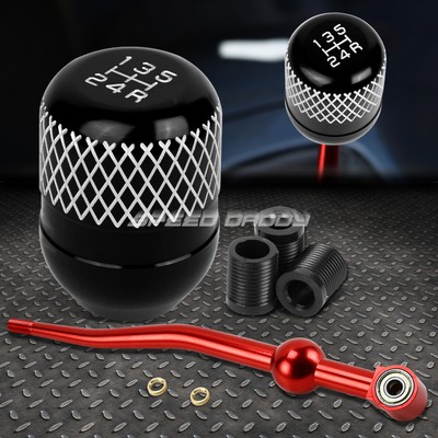 КОРОТКИЙ ПЕРЕКЛЮЧАТЕЛЬ ПЕРЕДАЧ ИЗ КРАСНОГО АЛЮМИНИЯ С ДВОЙНЫМ ИЗГИБОМ + ЧЕРНАЯ 5-СТУПЕНЧАТАЯ РУЧКА С СЕТКОЙ ДЛЯ EK/ EJ/ EG/DC