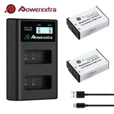 2x LP-E17 Battery For  EOS Rebel M6 M5 M3 T7i T6i T6s 750D SL2 +USB Charger