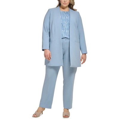 Женская синяя тканая рабочая одежда Calvin Klein Duster Blazer Jacket Plus 24W BHFO 3420