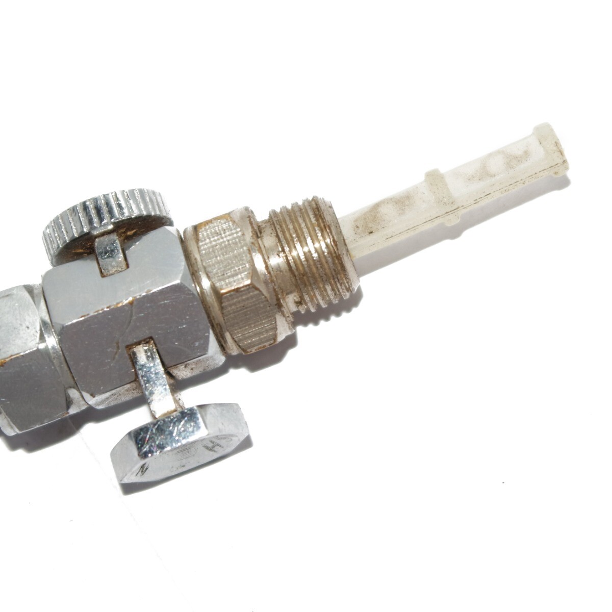 1/4" Fuel Tap Brass Chrome Plated Plunger Type Fits BSA AJS Ariel Triumph