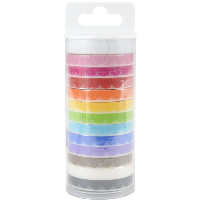 Doodlebug  Monochromatic Washi Tape 8mmx12yds 12/Pkg-Scallop