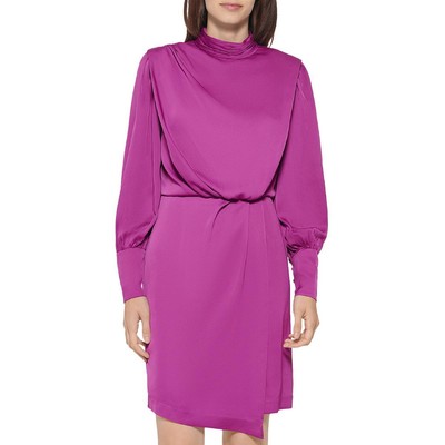 Женское короткое мини-платье из фиолетового атласа Karl Lagerfeld Paris 6 BHFO 4657