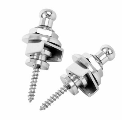 2PCS Guitar Bass Strap Lock Security Schaller Straplocks Metal Button Silver US