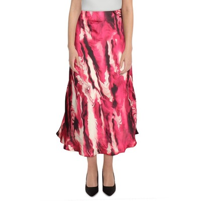Женская розовая атласная юбка миди А-силуэта с принтом Anne Klein 6 BHFO 8003