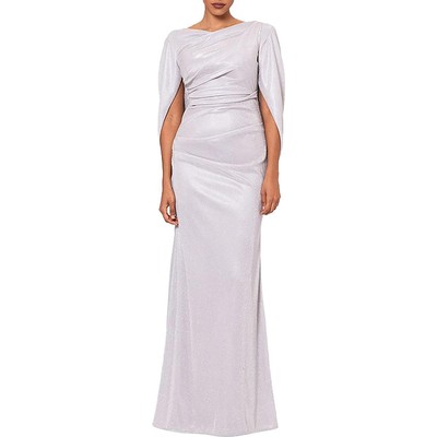Betsy & Adam Womens Silver Metallic Maxi Formal Midi Dress Gown 8 BHFO 7219
