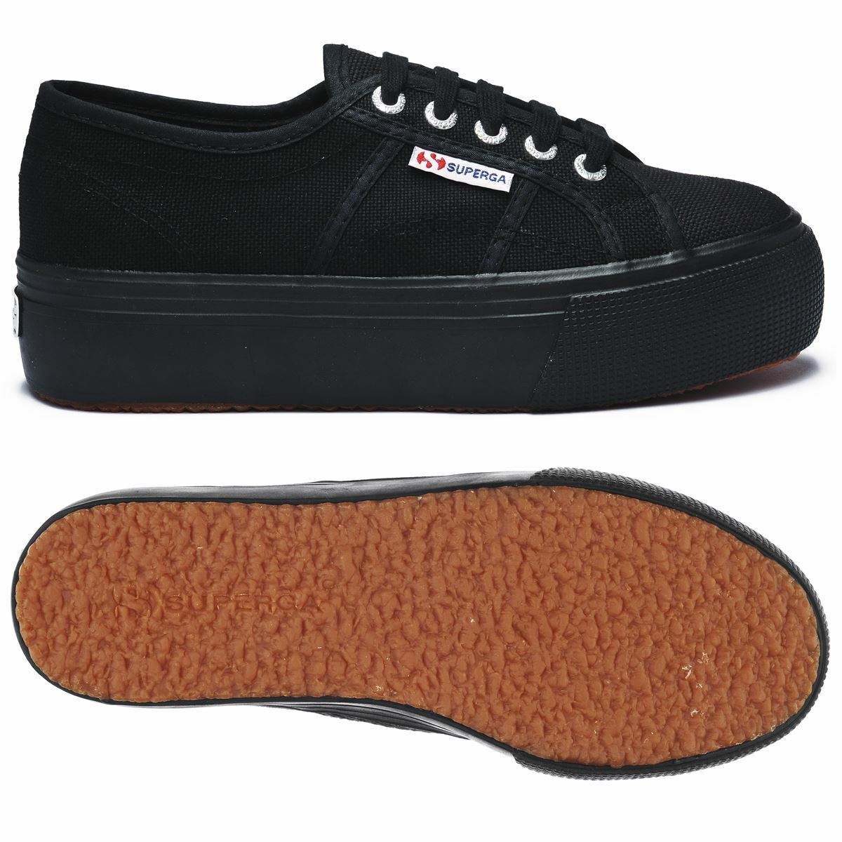 SCARPE SUPERGA DONNA 2790 PLATFORM ZEPPA INTERNA UP AND DOWN FULL BLACK NERO 996