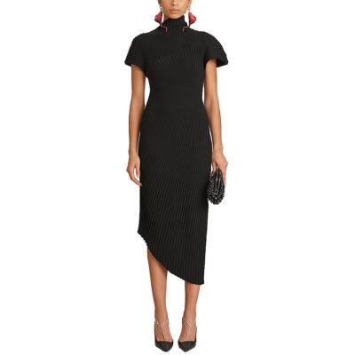 Cult Gaia Womens Black Cotton Midi Mock Neck Sweaterdress S BHFO 4521