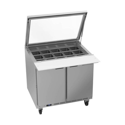 Beverage Air SPE36HC-15M-STL 36'' Mega Top Refrigerated Sandwich/Salad Prep Ta...