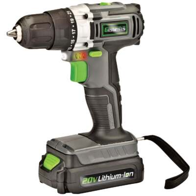 Genesis 20-Volt Lithium-Ion 3/8 In. Cordless Drill/Driver Kit GLCD2038A Genesis