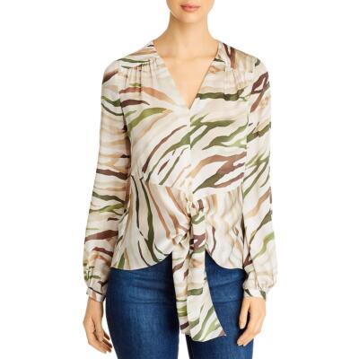 

Elie Tahari Womens Kali Silk Hi-Low Tie Front Blouse Top BHFO 1615, Tuscan oliver
