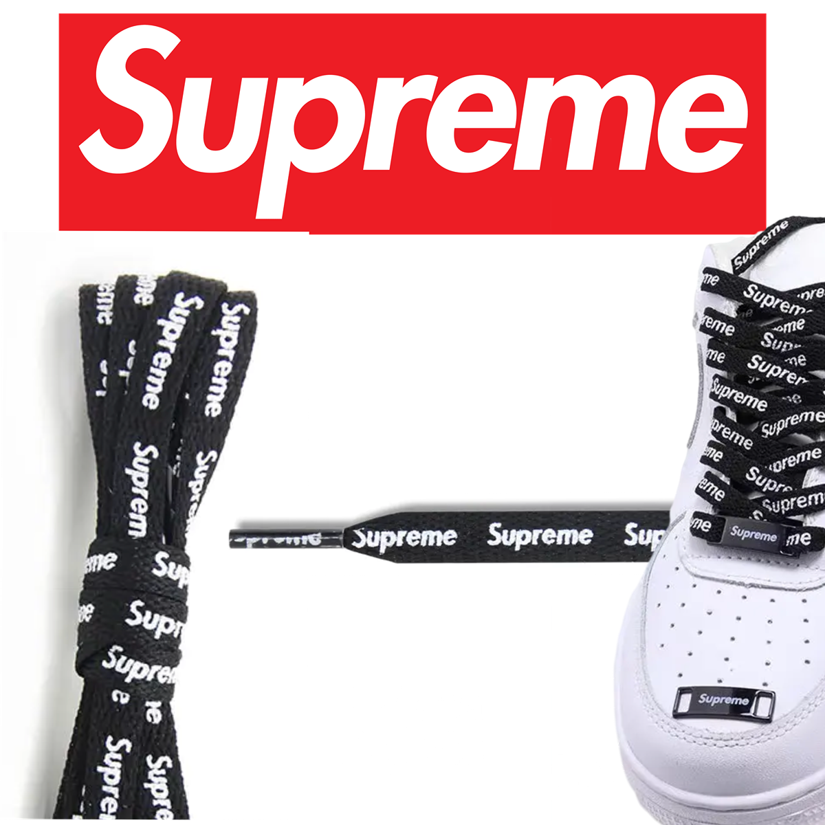 Supreme Shoe Laces Black AF1  160 cm 63 in
