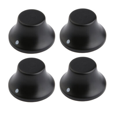 KAISH 4pcs Ebony Wooden Knobs Guitar Bass Bell Knobs Top Hat Knob w/ Indicator