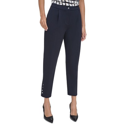 Calvin Klein Womens Black Wear To Work Button Trim Ankle Dress Pants 8 BHFO 7886