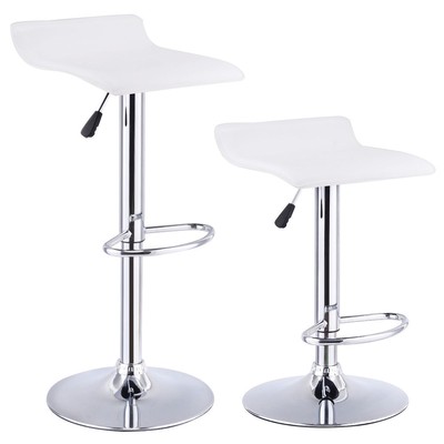 Set of 2 Swivel Seat Chrome Base Pub Bar Stools Dinning Kitchen Home Chair White