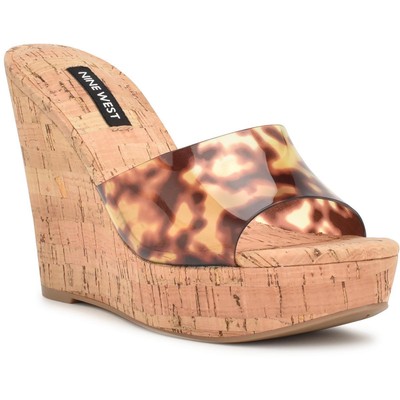 Nine West Womens Herden Brown Cork Wedge Sandals Shoes 8 Medium (B,M) BHFO 4540