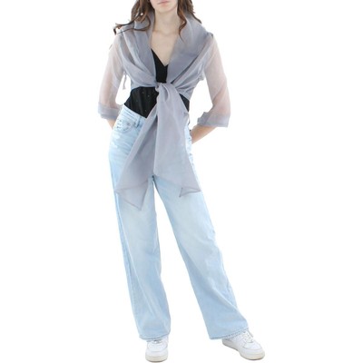 

Adrianna Papell Женская серебристая прозрачная куртка из органзы с шалью/запахом S BHFO 8055, Серебряный