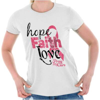Hope Faith Love Breast Cancer Awareness BCA Womens Short Sleeve Ladies T Shirt