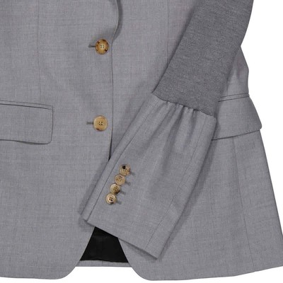 Pre-owned Burberry Ladies Ribbed-panel Single-breasted Wool Blazer Jacket, Brand Size 6 In Check Description