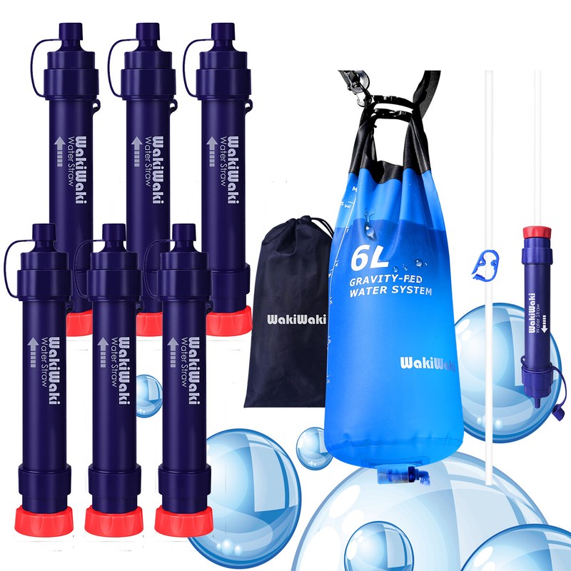 DIY Gravity Water Filter Kit 6L+6xPersonal Water Filter Straw F