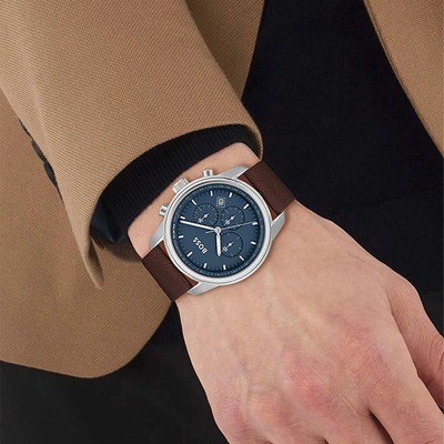 Pre-owned Hugo Boss Brown Mens Chronograph Watch Trace 1514002