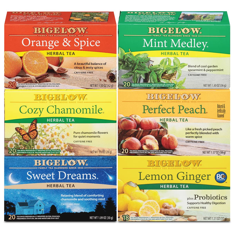 Herbal Tea 6 Flavor Variety Pack, Caffeine Free, (pack Of 6) 118 Tea