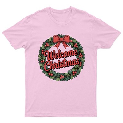 Welcome Christmas Holiday Wreath T-Shirt Unisex Gift Retro Funny Women