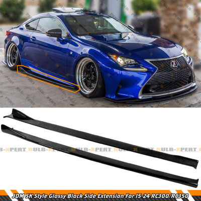 For 2015-24 Lexus RC300 RC350 RC F JDM SK Style Gloss Black Side Skirt Extension