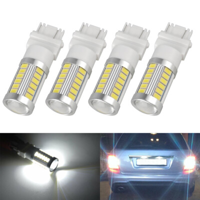 4Pcs 3157 3057 3457 33SMD Signal Backup Reverse Tail Brake LED Light Bulb 6500K
