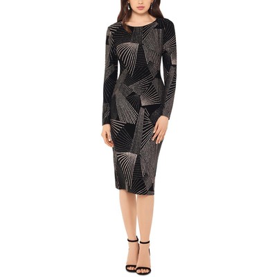 

Женское блестящее коктейльное и праздничное платье B-A by Betsy and Adam Petites BHFO 6450, Black/gold