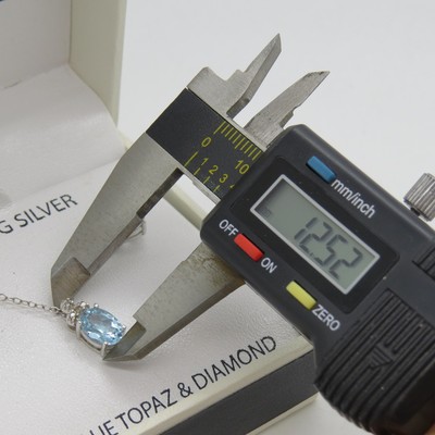 Victoria Townsend Sterling Silver Blue Topaz & Diamond Necklace & Earring Set E