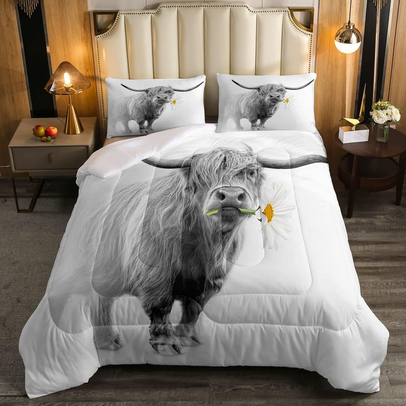 Queen,highland Cow Bedding Set,western Funny Animal Bedd