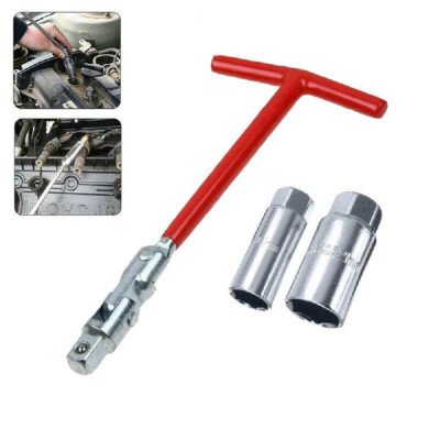 3PCS Spark Plug Removal Tool 16 21mm T-Handle Flexible Spanner Socket Wrench Set
