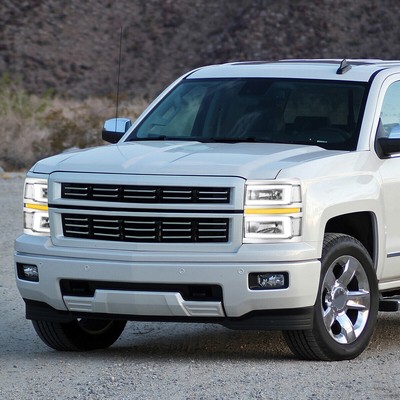 For 14-15 Silverado 1500 C-Shape LED DRL Sequential Turn Headlights Chrome/Clear