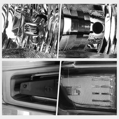 For 19-24 Silverado 1500 WT/Custom Trail Boss Clear Corner Headlights Lamp Black