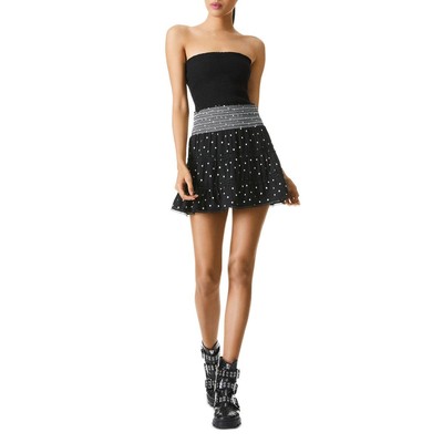 Alice and Olivia Womens Annabeth Black Smocked Tiered A-Line Skirt S BHFO 8232