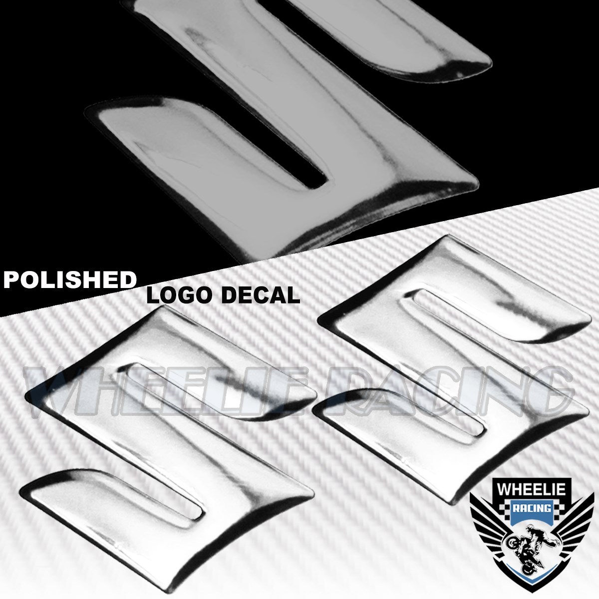 2 X 2"MOTO/BIKE 3D POLISH/SHINY EMBLEM DECAL LOGO FENDER STICKER SUZUKI