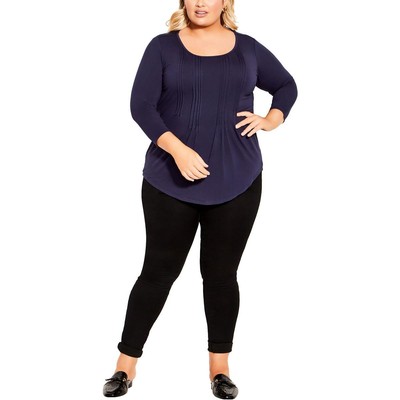 Женский темно-синий плиссированный пуловер Avenue Womens Plus 16 BHFO 2261